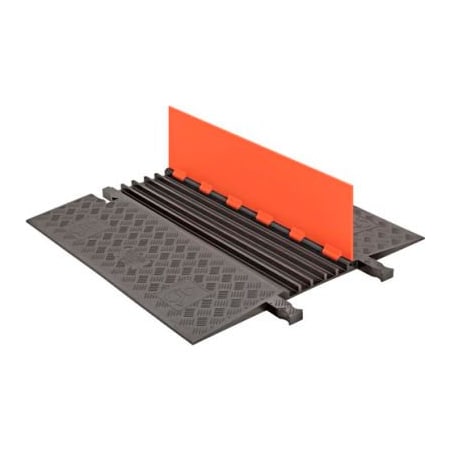 Justrite Cable Ramp, 1-1/4 in H, 39.88 in L, 33.38 in W, 5 Channel, Polyurethane, Black, Orange GD5X75-O/B